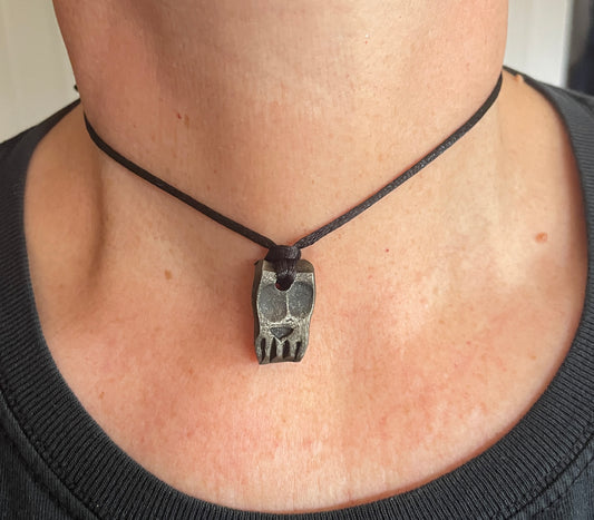 Hand forged skull pendant or key chain fob
